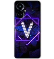 Tecno Camon 19 Pro Kılıf HD Desen Baskılı Kılıf - Dark Neon Yaprak V Harfi