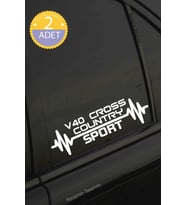 Volvo V40 Cross Country Nabız Kalp Atışı Ritim V40 Cross Country Araç Uyumlu Oto Sticker 2 Adet Beyaz 20*7CM