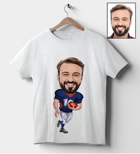 Kişiye Özel Amerikan Futbolu Tasarımlı Karikatür Tişört