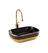 LENA TEZGAHÜSTÜ LAVABO EX-4700AS (Siyah-Altın)