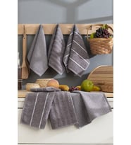 6 lı El Yüz Mutfak Havlusu Seti Sophia 30 X 50 Cm (Antrasit)