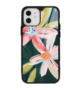 iPhone 12 Suluboya Çiçek Tasarımlı Glossy Telefon Kılıfı