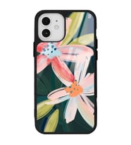 iPhone 12 Suluboya Çiçek Tasarımlı Glossy Telefon Kılıfı