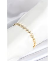 Pirinç Gold Renk Balık Sırtı Model Zirkon Taşlı Kadın Bileklik - TJ-BB8027