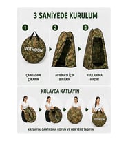 Otomatik Kabin Giyinme Çadırı 120x120x190 Cm Üst Halandırma Yan Pencereli Duş &amp; Wc Çadırı