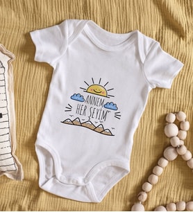 BK Kids Annem Her Şeyim Tasarımlı Bebek Body Zıbın - Model 1