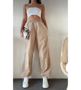Cepli Paraşut Pantalon - Bej