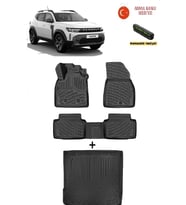 Renault Duster (Eco G / e-Tech / Tce 4X2) 2024 Sonrası Uyumlu 3D Havuzlu Paspas ve 3D ÜST KADEME Bagaj Havuzu Seti ASMA KOKU VE NUMARATÖR HEDİYELİ