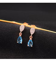925 Ayar Gümüş Aquamarine Damla Küpe