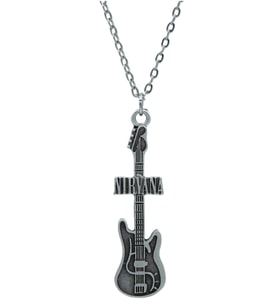 Nirvana Elektro Gitar  Zincir Kolye - Gümüş Kaplama - Erkek Kadın Kolye - Kod:1087