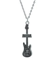 Nirvana Elektro Gitar  Zincir Kolye - Gümüş Kaplama - Erkek Kadın Kolye - Kod:1087