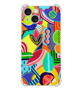 PrintiFy Apple iPhone 15 Retro Color 6 Şeffaf Köşe ve Kamera Korumalı Korumalı Antişok Kılıf