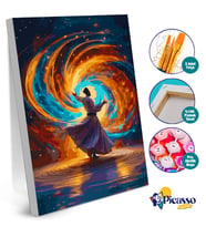 Sayılarla Boyama Çerçeveli Tuval Hobi Seti Fırça Boya Dahil Mevlana Semazen