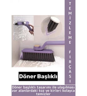 Ergonomik Zemin Derz Köşe Mutfak Banyo Zor Nokta Toz Kir Döner Başlıklı Cımbızlı Temizlik Fırçası