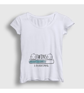 Presmono Kadın Beyaz Twins Loading Boys Yükleniyor Doğum Hamilelik T-Shirt 535412tt