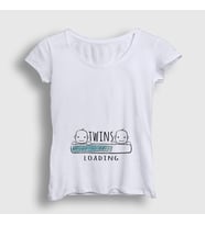 Presmono Kadın Beyaz Twins Loading Boys Yükleniyor Doğum Hamilelik T-Shirt 535412tt