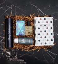 Kişiye Özel Dijital Termos , Defter, Erkek Parfüm, Deodorant  Dekoratif Ahşap Hediye Kutusu