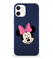 Apple iPhone 12 Soft Premier Kapak Minnie Mouse-C Tasarımlı Silikon Kılıf - Lacivert (Şeffaf)