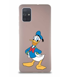 Samsung Galaxy A71 Soft Premier Kapak Donald Duck-C Tasarımlı Silikon Kılıf - Pudra (Şeffaf)