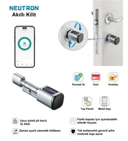 Neutron NTL-SC-02FKPW Parmak Izi, Anahtarlı, Tuşlu, Kartlı ve Uzaktan Kontrollü Akıllı Kapı Kilidi