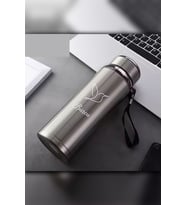 1 Litre Paslanmaz Çelik Kuş Baskılı Termos  12 Saat Sıcak Soğuk Tutma  Dayanıklı Yapı (Gümüş)