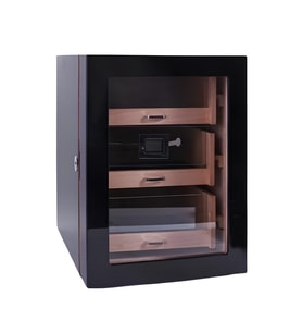 PremiumQuality Belgrano Siyah 3 Çekmeceli Sedir Humidor Puro Kutusu