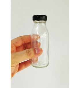 125 ml Şeffaf Derin Siyah Metal Kapaklı Cam Şişe 125 cc Meşrubat Şişesi Deep 6 Adet