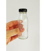 125 ml Şeffaf Derin Siyah Metal Kapaklı Cam Şişe 125 cc Meşrubat Şişesi Deep 6 Adet