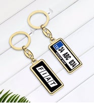 BK Gift Kişiye Özel Plakalı FIAT Logolu Çift Taraflı Gold Krom Anahtarlık-3