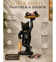 Gözlüklü Bulldog Anahtar Tepsisi Dekoratif Biblo Organizer Sehpa Üstü Ev Ofis Hediyesi 26 Cm