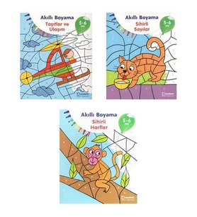 5-6 Yaş Akıllı Boyama Kitap Seti 3 Kitap Uçanbalık Yayınları