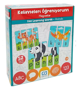 Ca Oyuncak Çocuk Puzzle 52 Parça Kelimeleri Öğreniyorum Hayvanlar