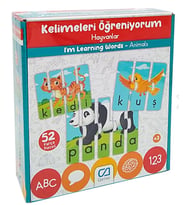 Ca Oyuncak Çocuk Puzzle 52 Parça Kelimeleri Öğreniyorum Hayvanlar
