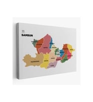 Samsun İli ve İlçeler Haritası  Dekoratif Kanvas Tablo 1446