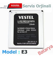 Vestel E3 Batarya 2230mAh Sıfır Vakumlu Orjinal Ambalajında Garantili Batarya