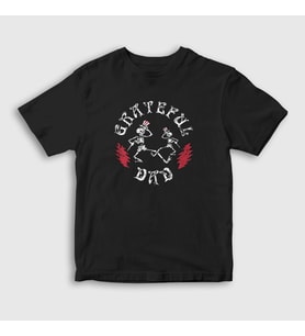 Presmono Unisex Çocuk Siyah Skeleton Grateful Dead T-Shirt 387252tt