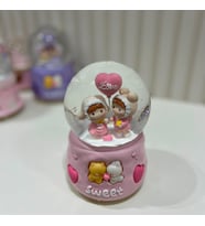 Sevgili Çift Motorlu Işıklı Müzikli Büyük Boy Kar Küresi Tky0406 (Pudra Pembe)