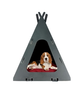 Ahşap Köpek Kulübesi Dekoratif Köpek Evi Siyah Renk Çadır Model