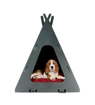 Ahşap Köpek Kulübesi Dekoratif Köpek Evi Siyah Renk Çadır Model