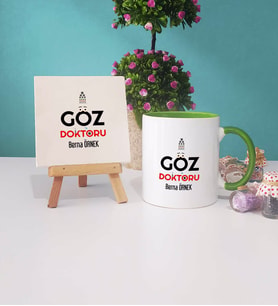 Göz Doktoru Kupa Bardak Yeşil Dekoratif Taş Baskı
