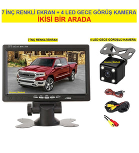 7 İNÇ RENKLİ EKRAN + 4 LED GECE GÖRÜŞLÜ GERİ VİTES KAMERA (İKİSİ BİR ARADA)