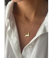 Tasarım Ceylan Figürlü Kolye 925K Gümüş (Gold)