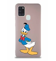 Samsung Galaxy A21S Soft Premier Kapak Donald Duck-D Tasarımlı Silikon Kılıf - Pudra (Şeffaf)