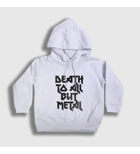 Presmono Unisex Çocuk Beyaz Death To All But Metal Steel Panther Kapüşonlu Sweatshirt 378148tt (Beyaz)