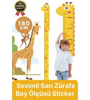 Yeni Seri Çift Taraflı Bantlı Çocuk Büyüme Cetveli Eğlenceli Sevimli Sarı Zürafa Boy Ölçüsü Sticker