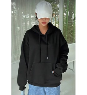 Erkek Uzun Kol Kapşonlu Basic Sweatshirt Hoodie - Siyah