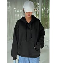 Erkek Uzun Kol Kapşonlu Basic Sweatshirt Hoodie - Siyah