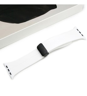 Ally Apple Watch 7-8 45mm 6-5-4 44mm Manyetik Uçlu Silikon Kayış Kordon 3-2-1 42mm (Beyaz)