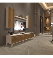 Decoraktiv Eko 5D Mdf Dvd Retro Tv Ünitesi Tv Sehpası - Beyaz - Pera (Beyaz - Pera)