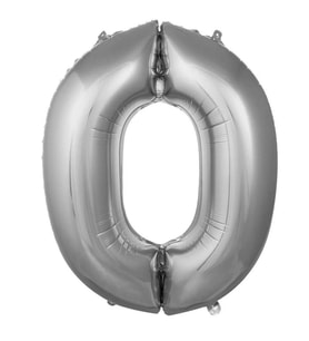 Gümüş 0 Rakam Folyo Balon 36 cm 1 Adet